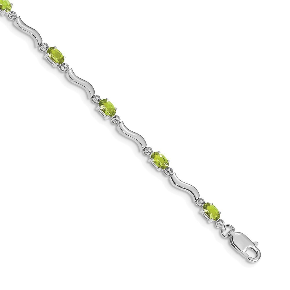 14k White Gold Fancy Diamond & Peridot Bracelet